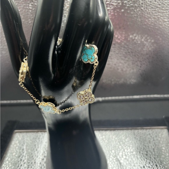 Jewelry - Elegant Gold and Turquoise & Cz Bracelet